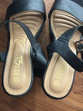 Rouge Helium Black Block Heel Sandals - Women Size 10